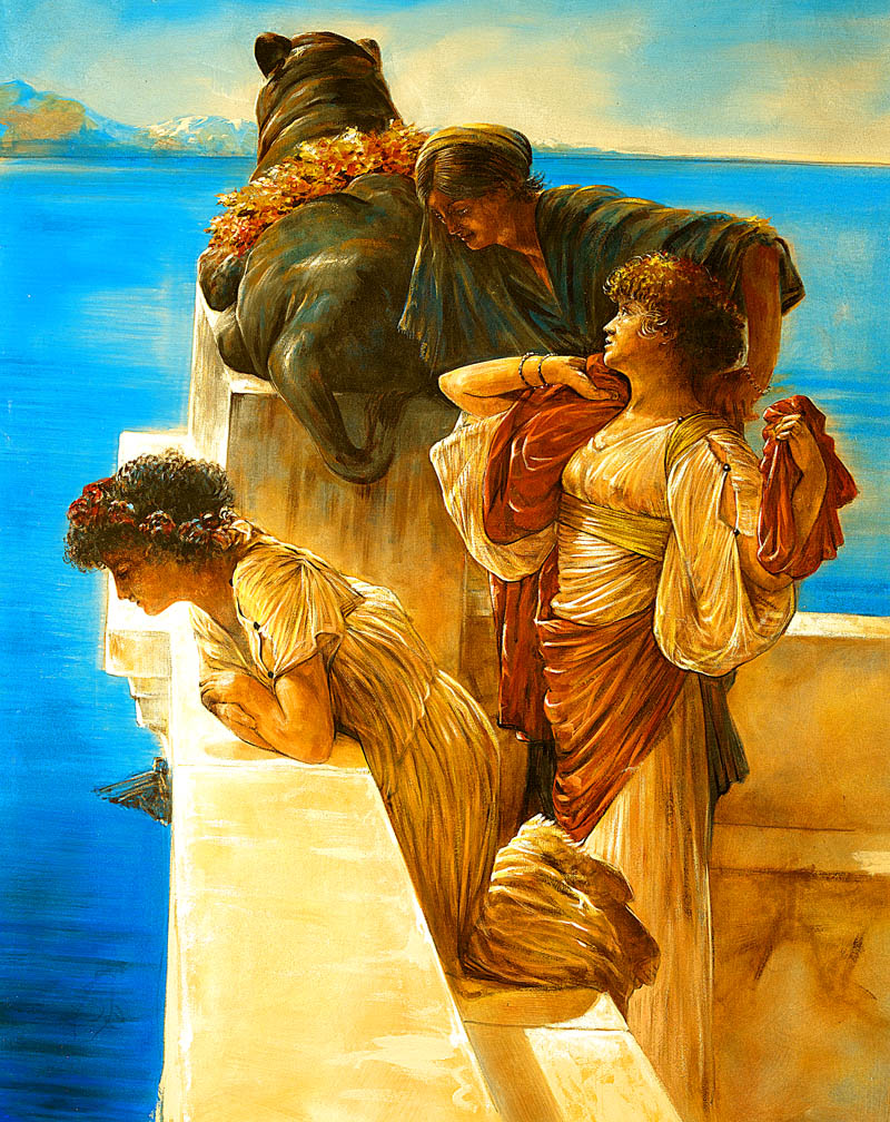 Sir Lawrence Alma-Tadema - A A Coign of Vantage - Effetto affresco su intonaco fresco