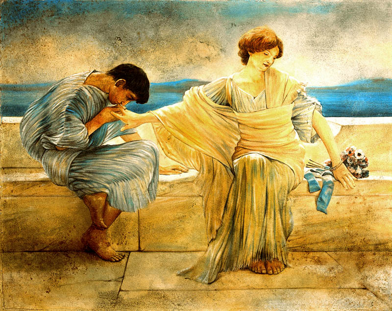 Sir Lawrence Alma-Tadema - A Ask Me No More - Effetto affresco su intonaco fresco