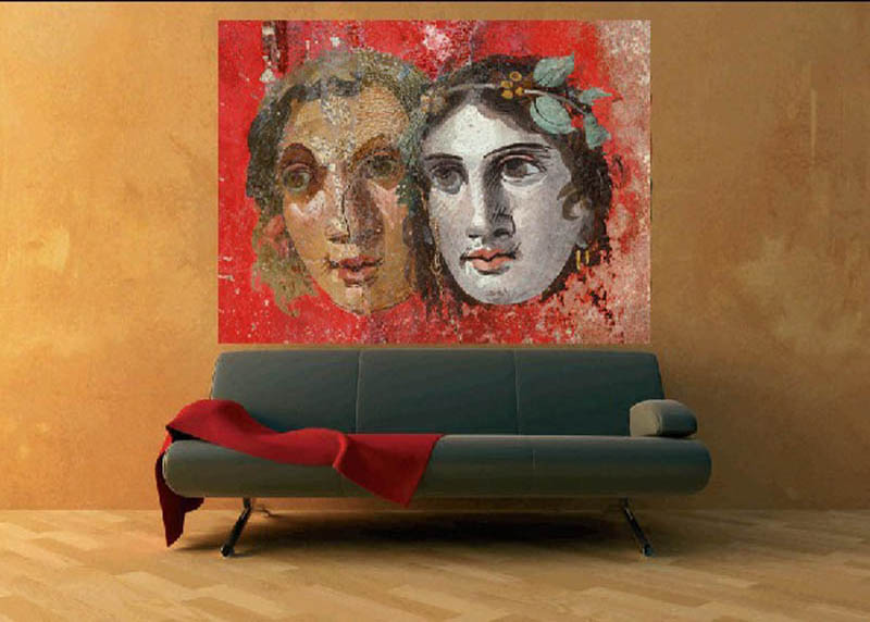 Affresco Due Maschere Teatrali Casa del Bracciale d'Oro Pompei