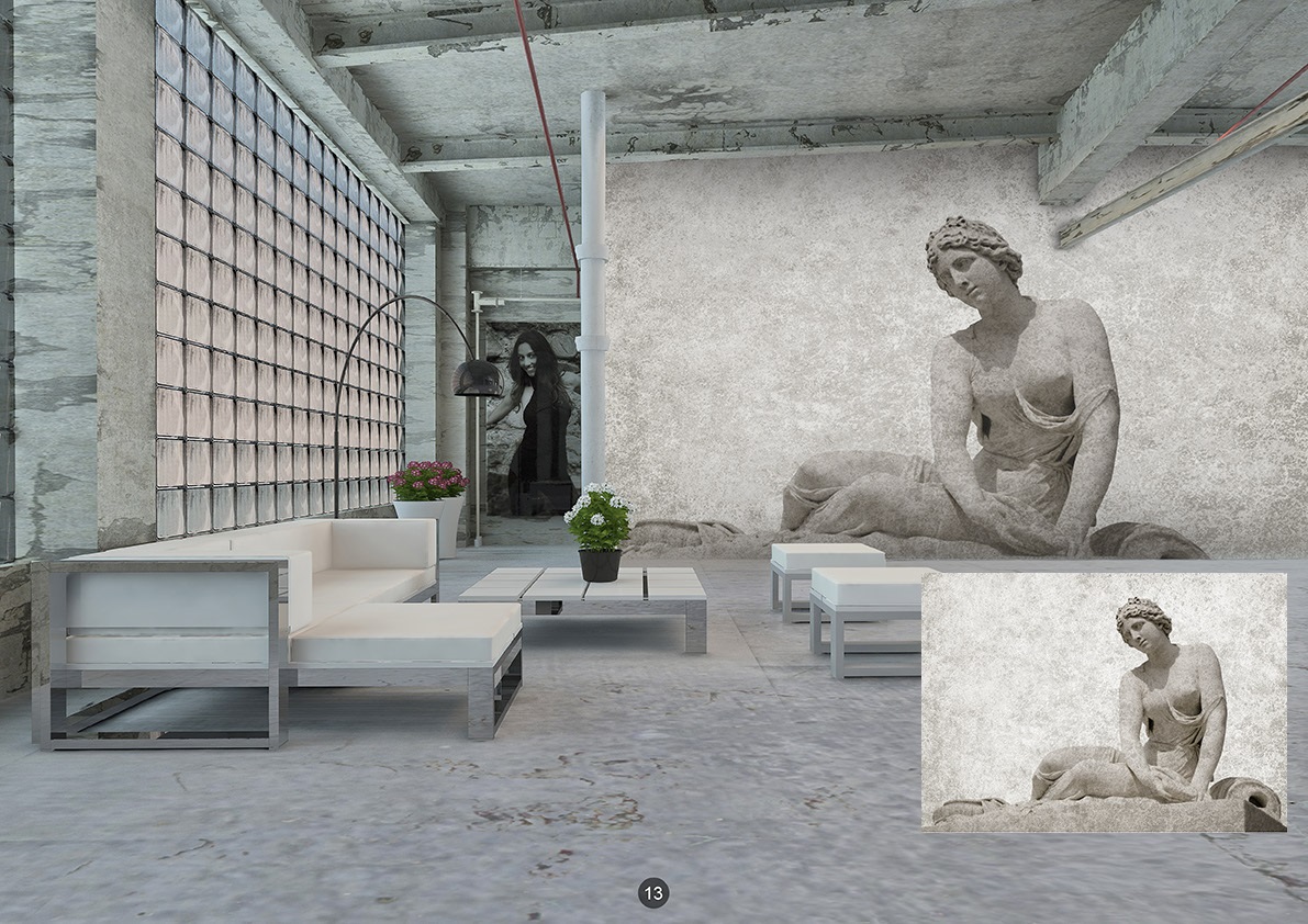 Gigantografia Still murale artistico che include una statua classica Love Sl013